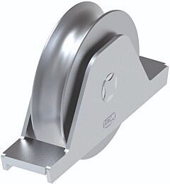 Galvanised Wheel With Internal Support Bracket "1/2 Round" Groove - 16mm Round Track