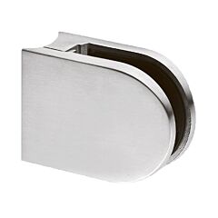 Glass Clamp CL1260 - Satin Stainless, Curved Mount, 12mm